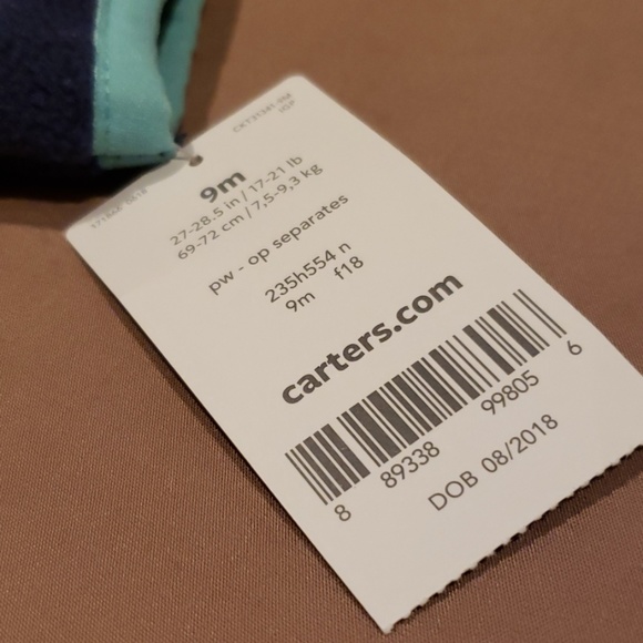 Carter's Blue Fleece Zip Up NWT 9 Months - Picture 2 of 3